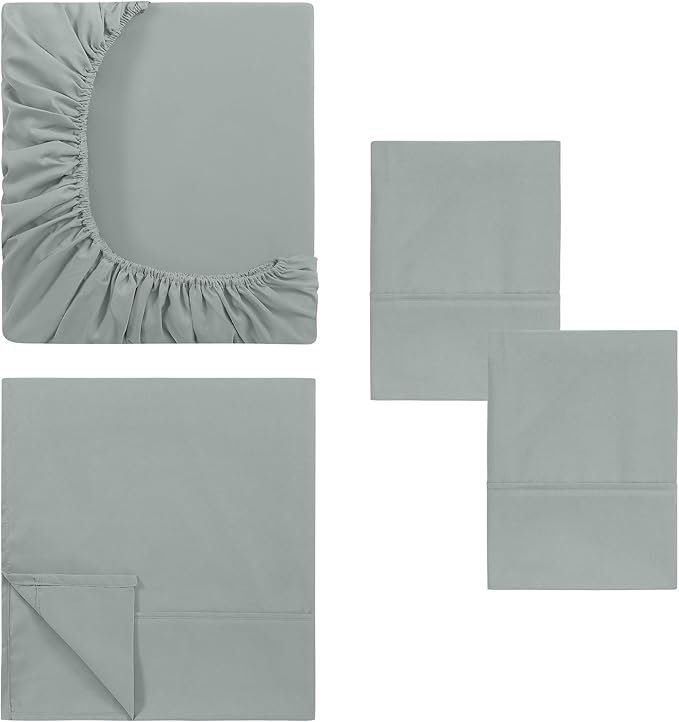 Modern Threads Soft Microfiber Solid Sheets - Luxurious Microfiber Bed Sheets - Includes Flat Sheet, Fitted Sheet with Deep Pockets, & Pillowcases Smoke California King