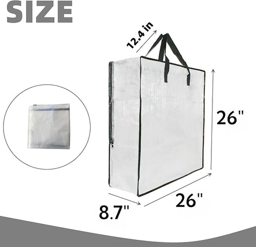 3 Pack Clear Bags with Zipper and Handles, Halloween Christmas Wreath Storage, Gift Bag Organizer, Moving Boxes Alternative, Under the Bed Storage