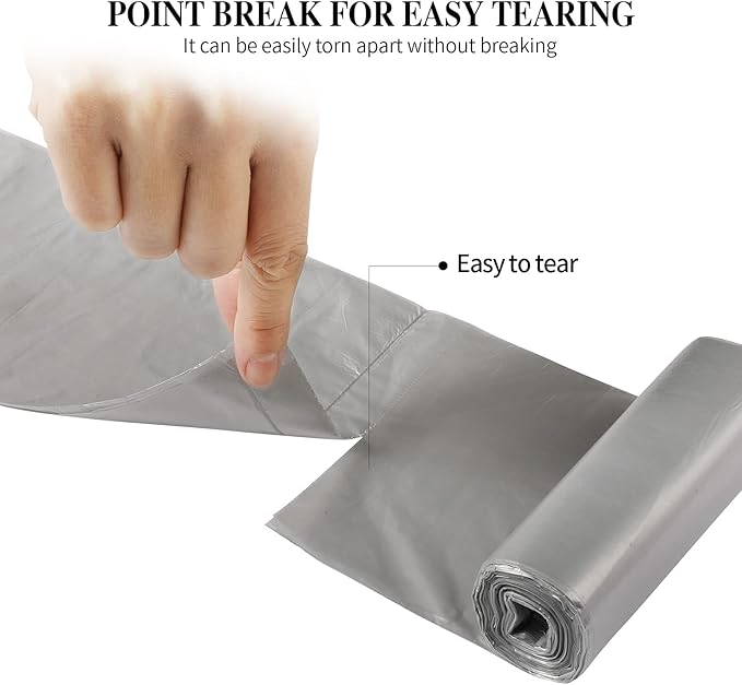 5 Rolls Small Trash Bags - 200 Counts Durable 4 Gallon Small Garbage Bags for home office kitchen Bathroom Bedroom Trash Can liners（Silver）