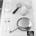 GORILLA GRIP 100% BPA-Free Patented Silicone Dish Drying Mat for Kitchen Counter, 18x24 Inch, Water Catching Ribbed Design, Easy Clean Waterproof Sink Liner, Heat Resistant, Fits Under Rack, White
