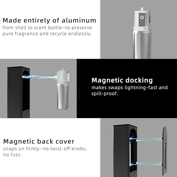 Waterless Oil Diffuser 1000 Sq Ft Coverage, Scent Diffusers for Home 3 Dynamic Gradient Modes with 7 Lights Hotel Collection Rechargeable with 100ml White Tea Lux Essential Oil,App Control