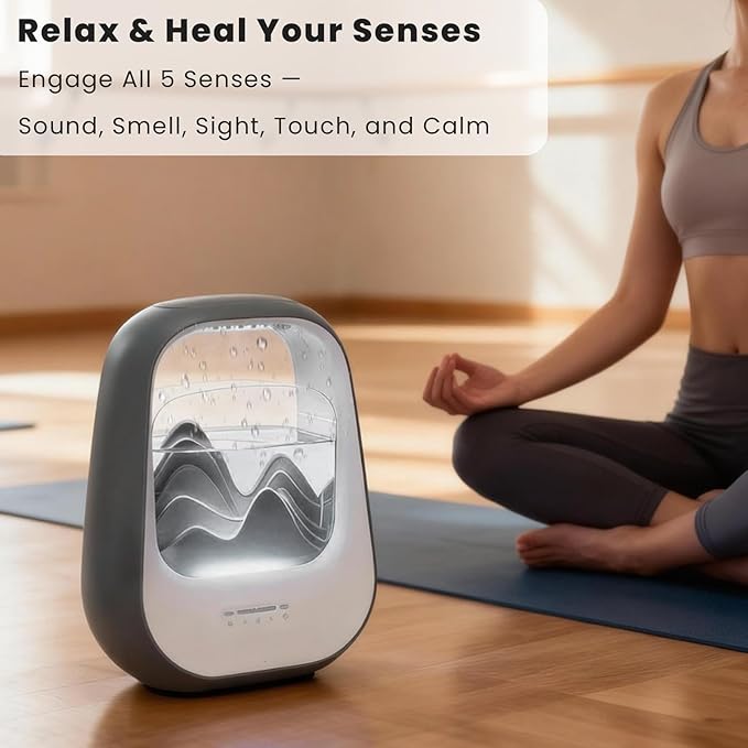 Rain Drop White Noise Machine with Realistic Rain Sounds – Sleep Therapy Humidifier, Bluetooth Speaker, Ambient Light & Aroma Diffuser for Bedroom Relaxation, Meditation & Stress Relief