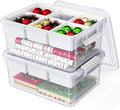 40Qt Plastic Storage Bins with Lids, Clear Latching Organizers Boxes with Removable Trays, Portable Storage Containers, for Holiday Ornaments, Home Organization, 2Pack