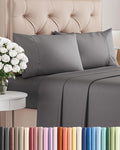 Twin XL 4 Piece Sheet Set - Comfy Breathable & Cooling - Ultra-Soft Hotel Luxury Bedding Set w/ 8-16 Inch Deep Pockets - 1 Flat & 1 Fitted Sheet & 2 Pillowcases - Wrinkle Free & Easy Care - Dark Grey