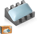 Coipdfty Self Draining Soap Dish Holder,Silicone Soap Dish,for Bathroom,Kitchen, Sponges，Can Extend Soap Life，Keep Soap Bars Dry and Easy Cleaning (Grey,1-Pack)