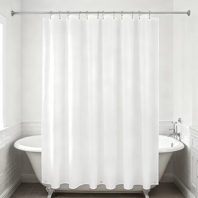 Waterproof Fabric Shower Curtain Liner - TPU Waterproof Lamination with 3 Magnets, Machine Washable Liner, 71x72 Inch Soft Cloth Shower Curtain, Moisture-Resistant Shower Liner for Bathroom (White)