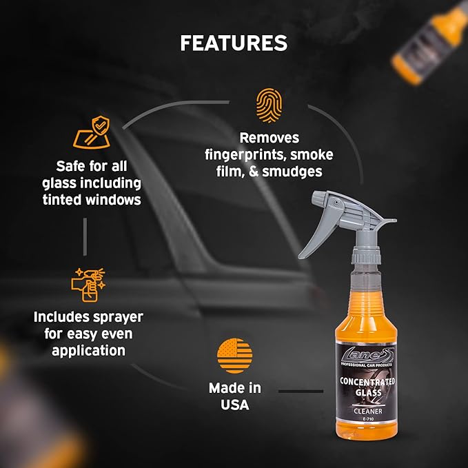 LANE'S Concentrated Auto Glass Cleaner | Tint-Safe Car Windshield, Window Cleaner | Removes Automotive Smoke Film, Fingerprints, & Smudges | Streak-Free, Safe for All Glasses | 32oz
