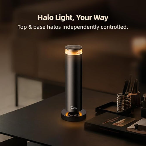 A5 Waterless Essential Oil Diffuser Starter Kit – 1000 Sq Ft Large Room Waterless Diffuser for Home, Hotel Scent Diffuser with Remote Control & Halo Light, Includes 4×40ml Oils, Black Aluminum