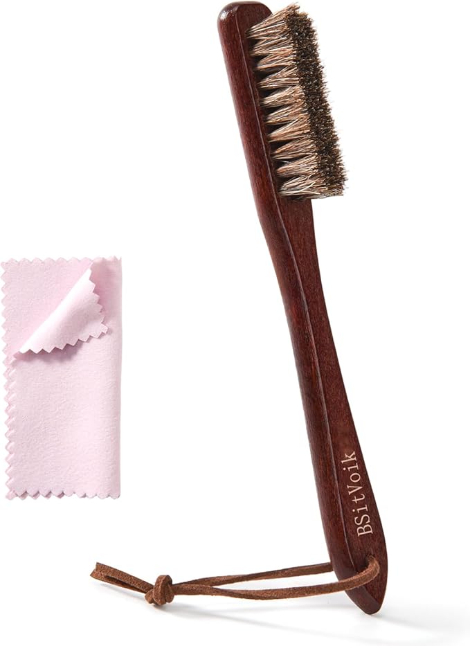 Horsehair Silver Brush Jewelry Cleaning Cloth Set - Detailing Brush for Silverware - Silver Polishing Cloth for Sterling, Cutlery, Metal - Perfect Match for Silver Polish