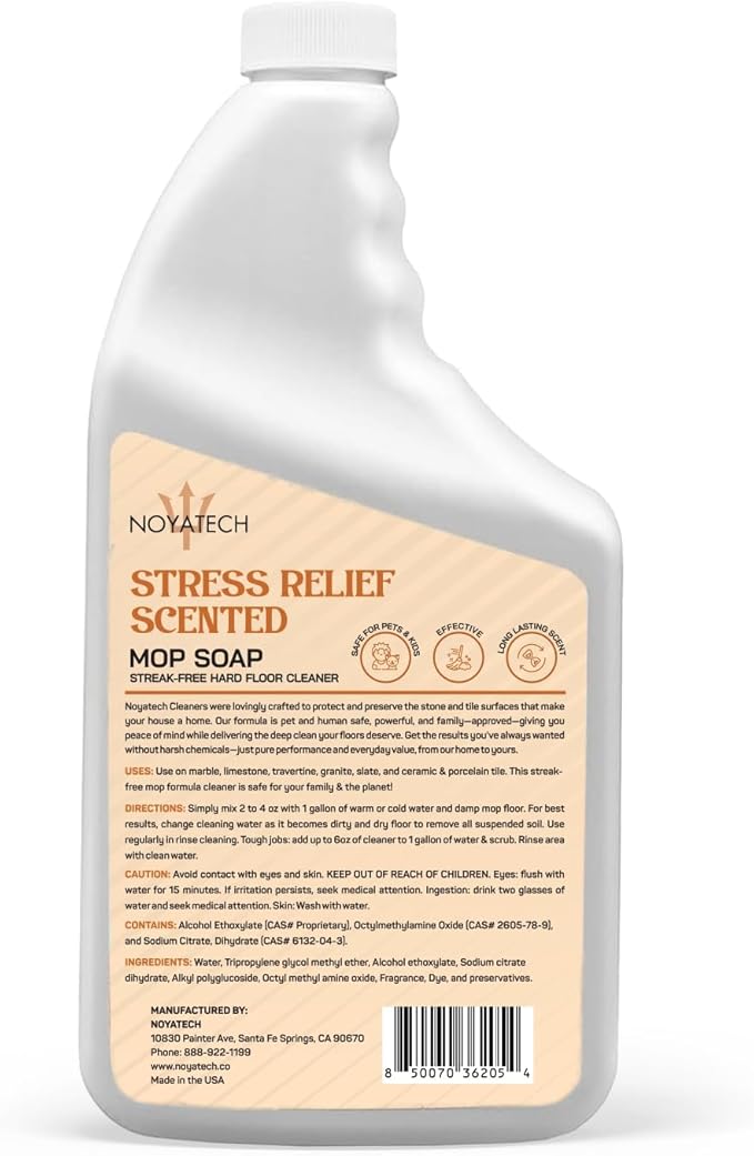NOYATECH Mop Soap Highly Scented Stress Relief Fragrance. Floor Cleaner Concentrate – Non-Toxic, Pet safe, No Residue – Safe for Tile, Stone, Marble, Wood, & Grout – For All Mop Types – Made in USA