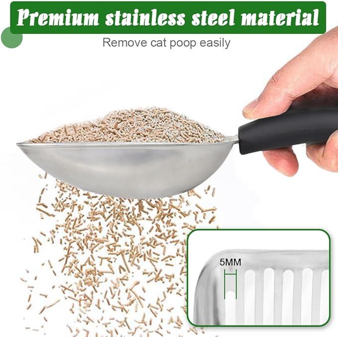 Apidgrowth Cat Litter Scoop -Metal Cat Litter Scoop-Sturdy Mesh Scooper - Mesh Shovel-Easy to Clean - Suitable for Cat Litter Box -Black
