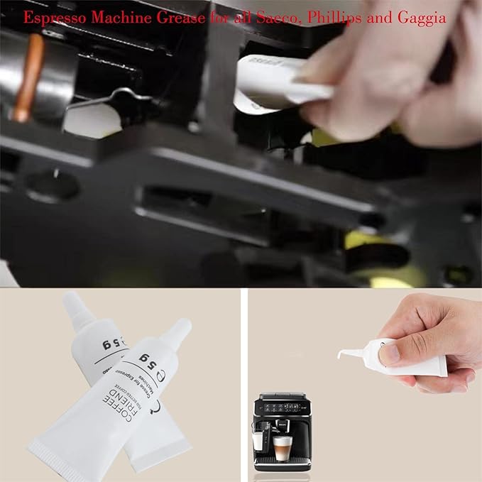 Espresso Machine Grease, Silicone Grease-Coffee machine lubricant 5g Tube fit all Sa eco, Ph illips and Gag gia Expresso Machines, Maintenance Kit for the Care and Maintenance (White4PC)