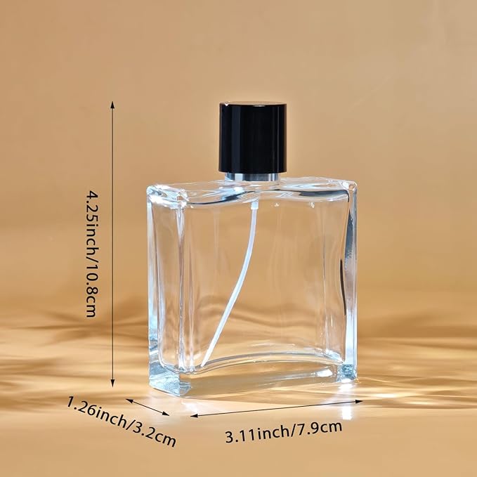 Yerpkefey 100ml/3.4 Oz Glass Spray Bottle Perfume Atomizer,Empty Refillable Perfume Spray Bottle with 3 Kinds of Dispenser (A4)