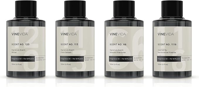 VINEVIDA Winter Collection (Pack of 4) - Diffuser Fragrance Oil Set - Cold Air Diffuser Oil | Waterless Diffuser Oil Refill