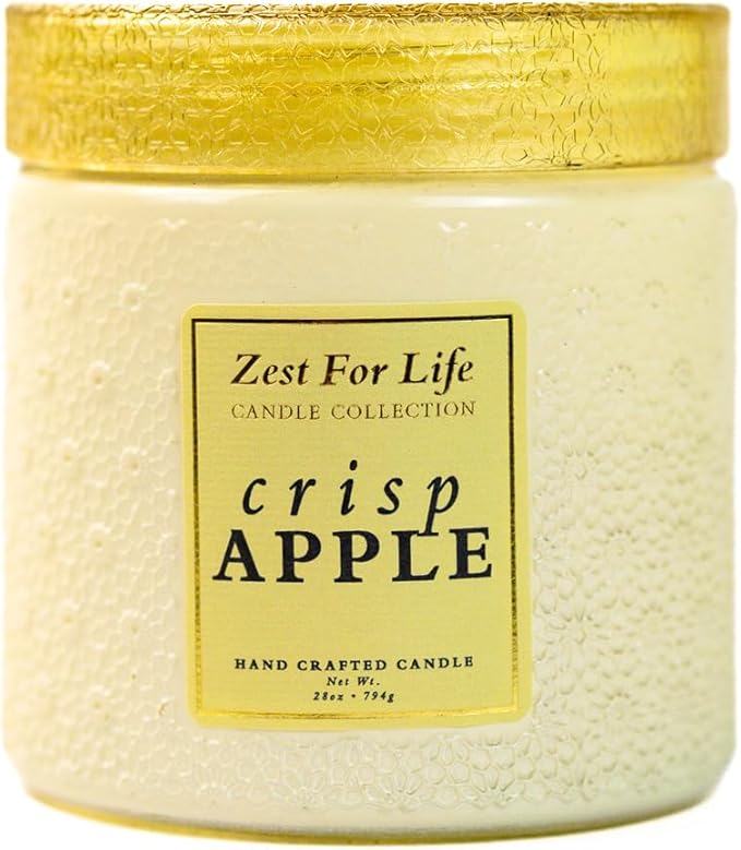 A Cheerful Giver - 28oz Large Scented Candle Jar with Lid- Zest for Life - 130 Hours of Burn Time, Gift for Women (Large, Crisp Apple)