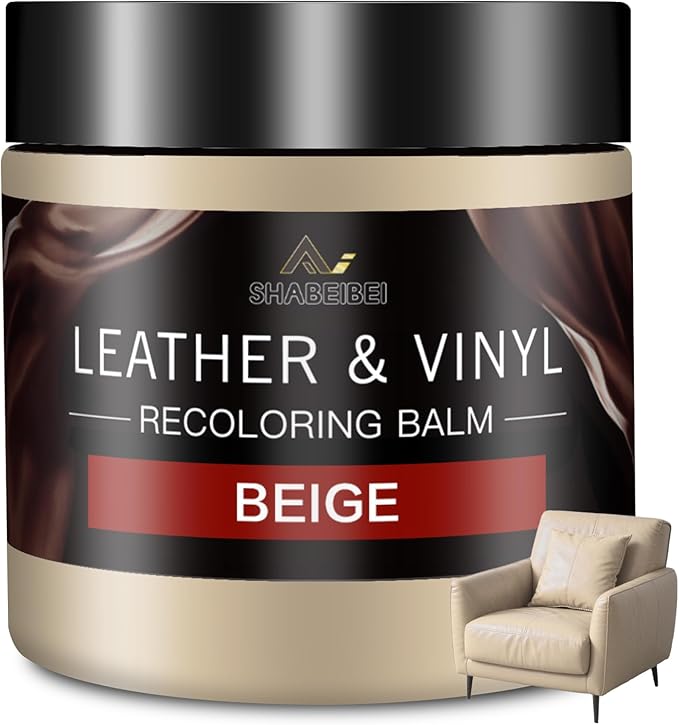 Leather Recoloring Balm and Leather Repair Kit for Furniture, Beige Leather Dye for Couches, Car Seats, Leather Paint & Stain for Sofa, Chairs, Bags, and More