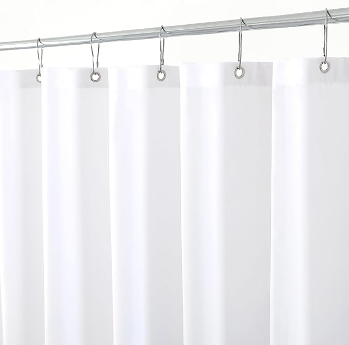 Biscaynebay Extra Long Fabric Shower Curtain Liners 72 Inch Width by 84 Inch Length, White Water Resistant Bathroom Curtains, Rust Resistant Grommets Top Weighted Bottom Machine Washable