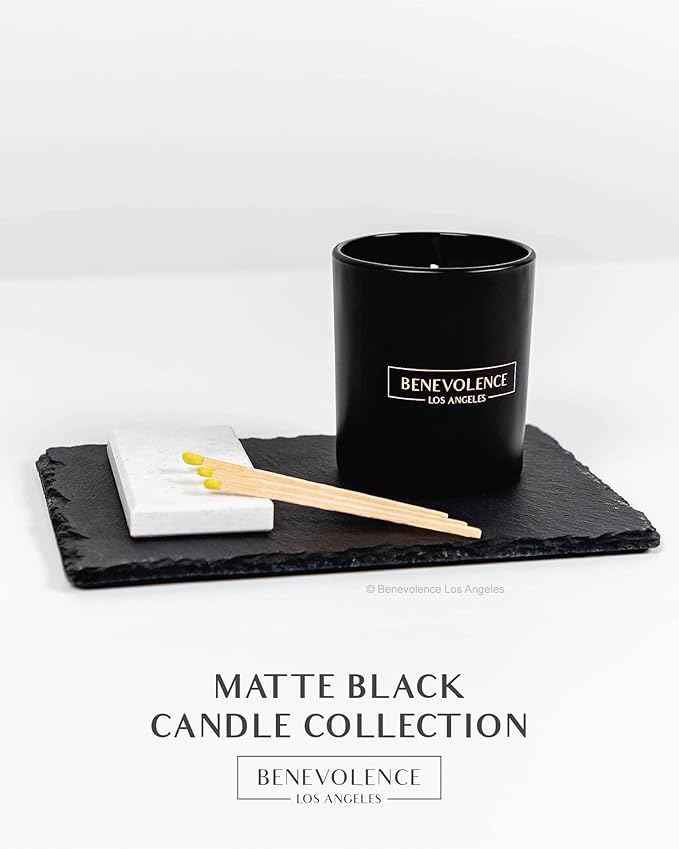 Benevolence LA Bergamot & Jasmine Christmas Scented Candles | Soy Candles, Black Candle for Home | Holiday Candle Gifts for Women and Men | Home Fragrance | Aromatherapy | 8oz, 45 Hour Burn