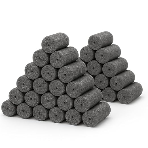 Steel Wool #0000 Grade Pads, 60 Pack – Flexible Cut to Size Wire Wool for Glass Shower Door Hard Water Removal, Chrome & Stainless Steel Polishing, Weep Hole Gap Filler, Mice Control & Rodent Barrier