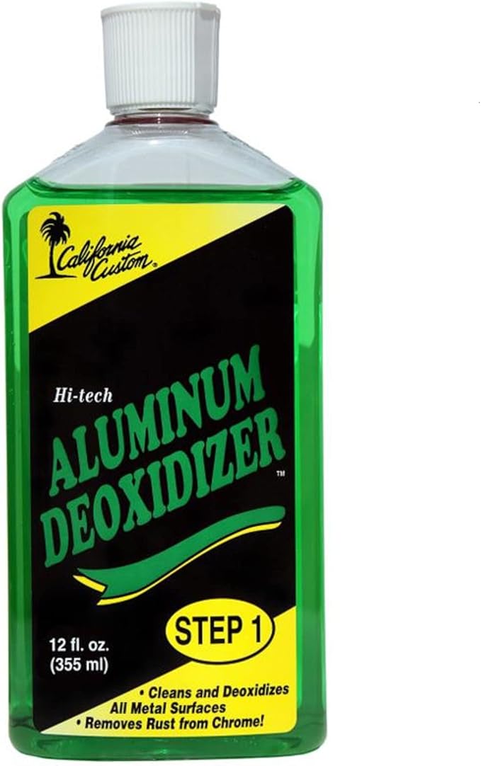 CALIFORNIA CUSTOM Products – Aluminum Deoxidizer Cleans & Deoxidizes Metal Surfaces, Removes Rust, Great for Aluminum, Brass, Copper, Chrome, Silver, Stainless & Gold, 12oz