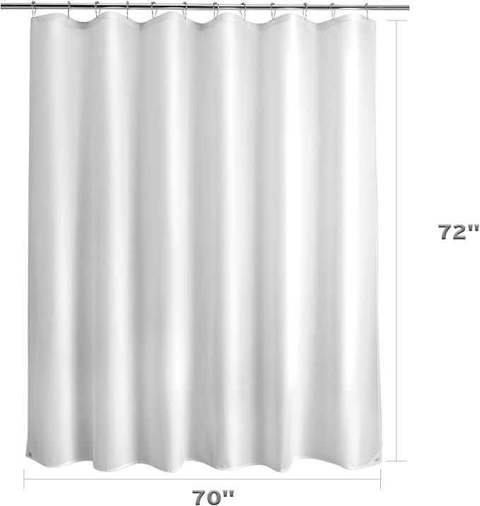 Titanker Waterproof Fabric Shower Curtain Liner Washable, Cloth Shower Liner with Magnets, White Shower Liner Soft Fabric, Lightweight Shower Curtain Liner, 70x72 Inches