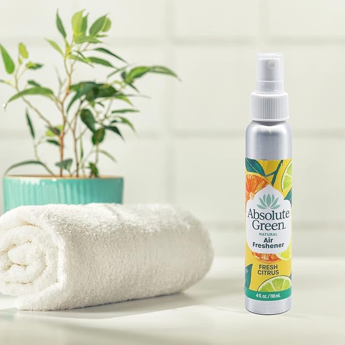 Absolute Green Air Freshener Room Spray, Non-Toxic, Cover Odors, Safe around Kids and Pets, Natural Fresh Citrus Scent 4oz (1 Pack)