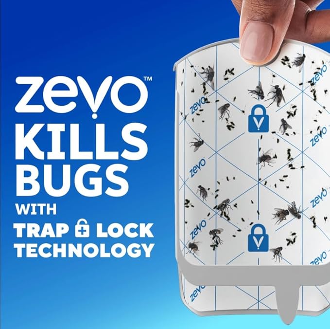 Zevo Plug-in Flying Insect Trap Refills, 2 Cartridges, Safe Indoor Bug Control for Home Use