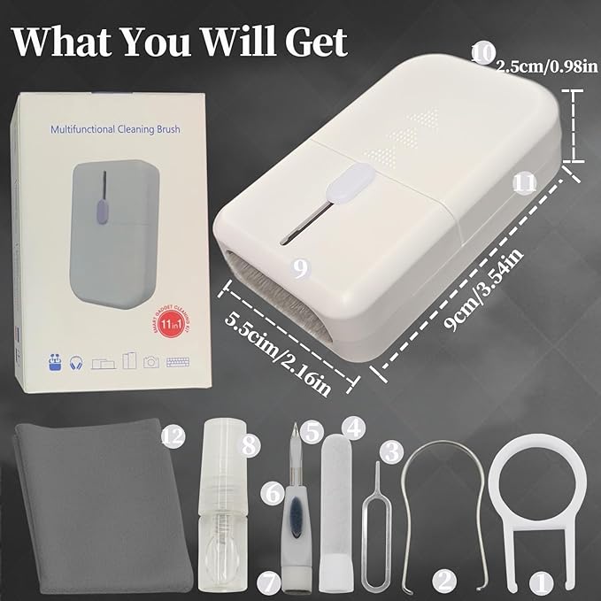 Laptop PC Gaming Keyboard Cleaning Kit Accessories for iPhone iPad MacBook Pro, Hatstart 11 in 1 Electronics Computer Phone Screen Cleaner Spray, Earbud Cleans Pen for Airpod, Tech Desk Gifts for Men