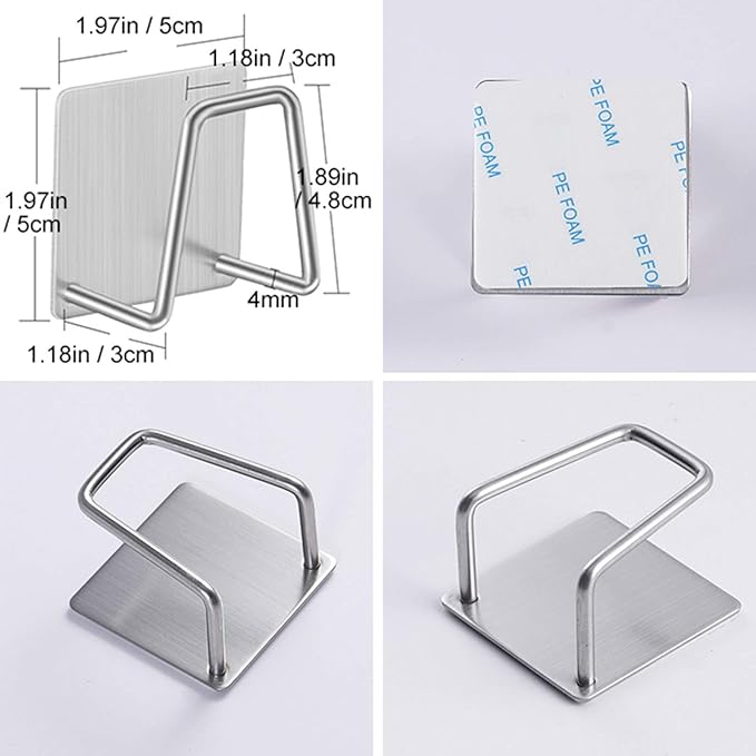 NEXCURIO Adhesive Sponge Holder Sink Caddy for Kitchen Accessories - SUS304 Stainless Steel Rust Proof Waterproof, Quick Drying (2 Pack)