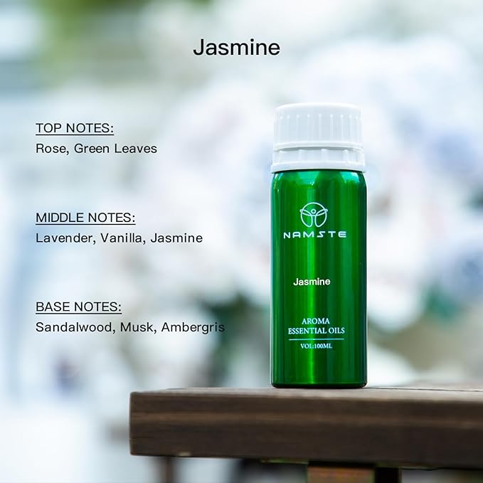 Jasmine Essential Oil Blends for Diffuser & Humidifier - Romantic Floral Scent 3.38 Fl Oz Liquid Air Freshener, Aroma Oil for Candle & Soap Making, Home Fragrance