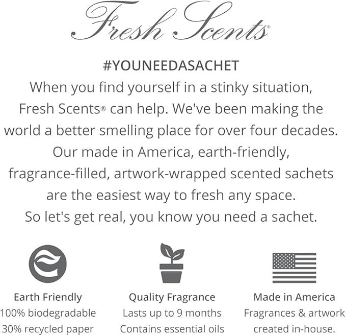 WILLOWBROOK | Fresh Scents Scented Sachet Packet | Paris | Air Freshener Bags for Drawers, Closets, Cars | 6 Pack | Long Lasting Home Fragrance