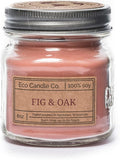 ECO CANDLE CO. Mason Jar Candle, Fig & Oak, 8 oz. - Scents of Figs, Cranberries, Leather, & Musk - 100% Soy Wax, No Lead, Kraft Label & Antiqued Pewter Lid, Hand Poured, Midwest Grown Soybeans