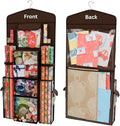 ProPik Hanging Double Sided Wrapping Paper Storage Organizer with Multiple Pockets, Organize your Gift Wrap, Gift Bags, Bows, Ribbons 40"X17" Fits 40 Inch Rolls Clear PVC Bag (Brown)
