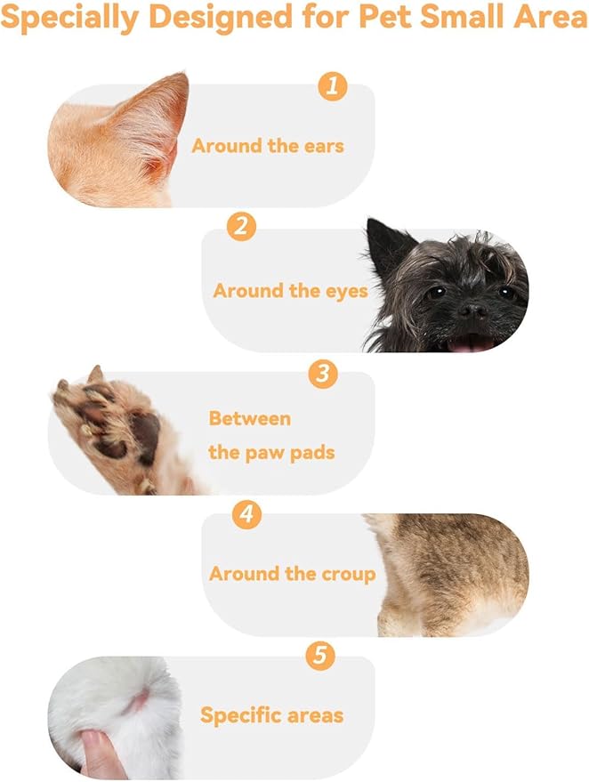 LYNNYUEN Dog Clippers for Grooming, Small Pet Trimmer for Paws & Face, Cordless Pet Paw Hair Trimmer with Vacuum Suction, Low Noise, Washable Blade, 2-Speed Rechargeable Dog Grooming Tool