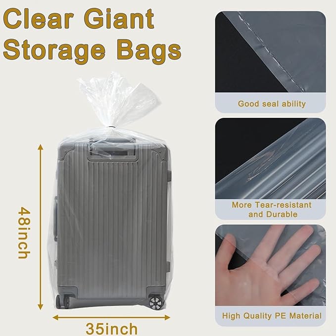 Large Clear Plastic Bags, 40" x 60" Moistureproof Dustproof Large Storage Bags, Reusable Giant Extra Luggage Storage Bags for Luggage, Suitcase,Furniture, Chair, Kids Bike (20)