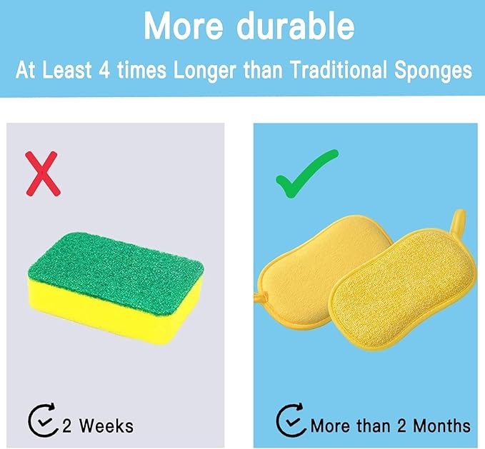 Kitchen Sponge,Dish Sponge,Scrub Sponges Cleaning Supplies,Sponges for Dishes Stainless Steel Wire to Remove Stubborn Stains,Durable Thickening 6-Pack