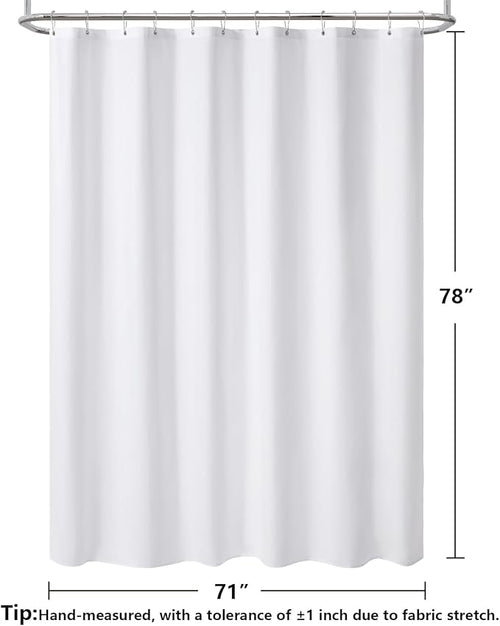 120GSM Ultimate Waterproof Fabric Shower Curtain Liner - TPU Lamination Technology with 3 Magnets,Machine Washable,71x78 Inch Soft Cloth Shower Curtain or Shower Liner,for Bathroom(White)