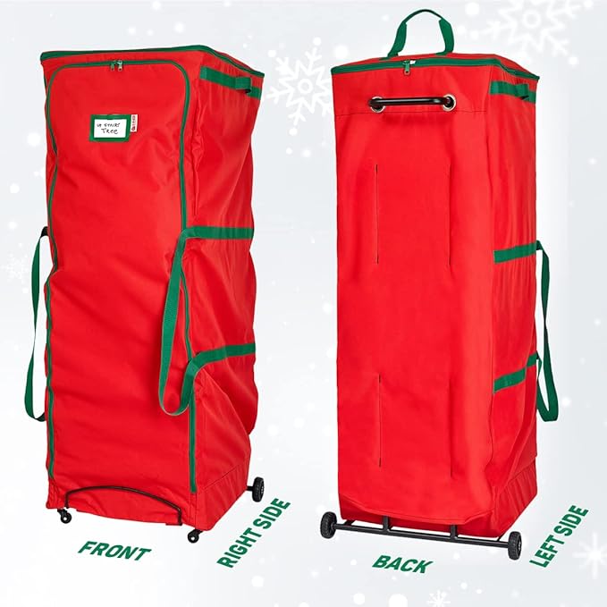 HOLDN’ STORAGE Rolling Christmas Storage Bag - Fits Up to 12 Feet Artificial Trees, Heavy Duty 600D Extra Large Garland and Tree Bag With Wheels