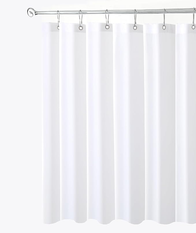 Biscaynebay Fabric Shower Stall Curtain Liners, White 40 Inch Width by 72 Inch Length, Water Resistant Bathroom Curtains, Rust Resistant Grommets (7 Holes) Weighted Bottom Machine Washable