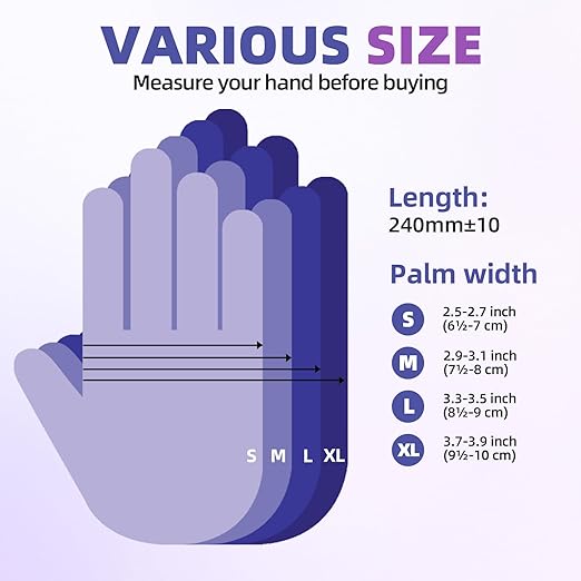 Basic Nitrile Exam Gloves, Medical Violet Blue Gloves Disposable Latex Free Powder-Free For Exam, Food Prep Cleaning, Large Case Of 1000, L, NGPF1036