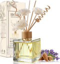 Lavender & Cedarwood Reed Diffuser Set-6.7 oz Glass Bottle with 4 Rattan Sticks,3 Dried Flowers,Adjustable,Long-Lasting Scent for Home,Bedroom,Living Room,Office,Bathroom,Aromatherapy Gift Set