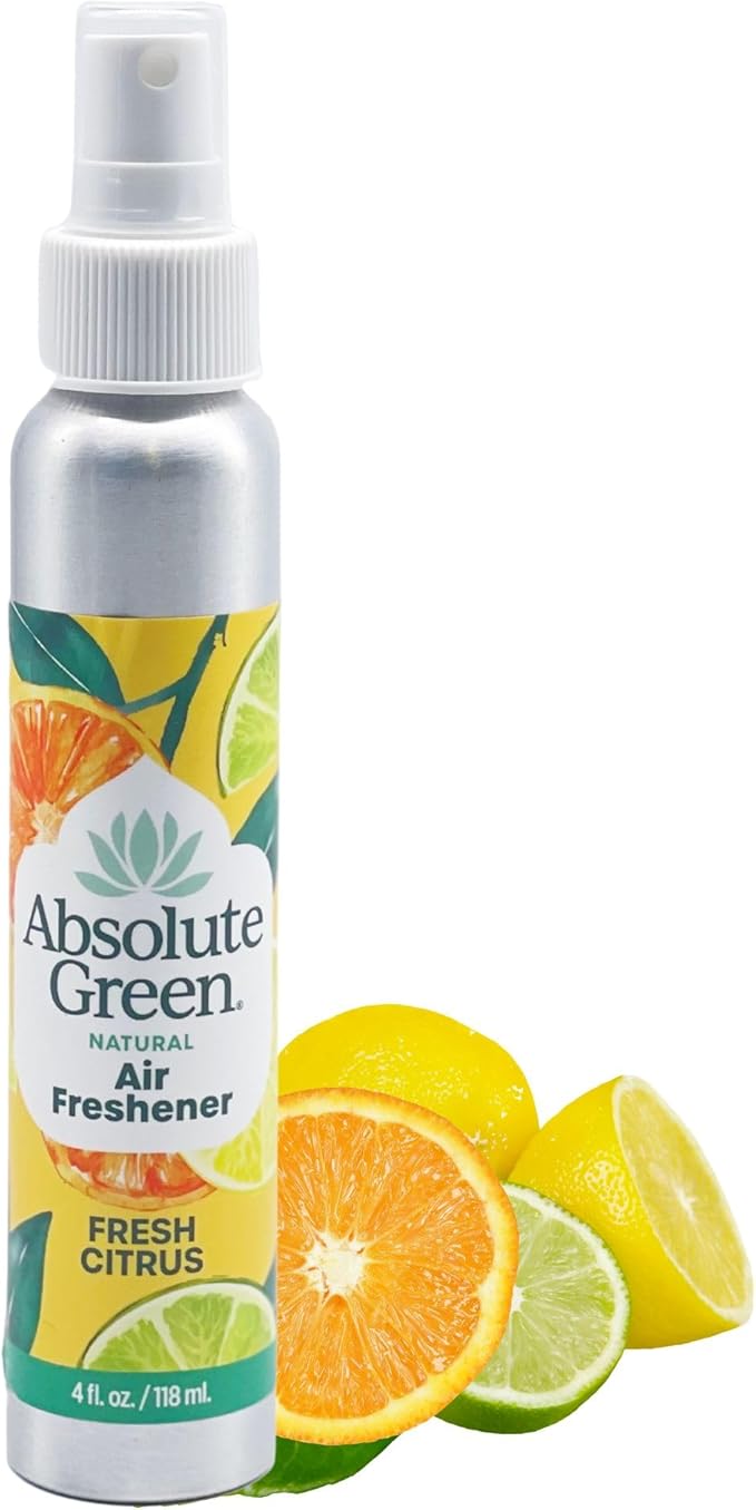 Absolute Green Air Freshener Room Spray, Non-Toxic, Cover Odors, Safe around Kids and Pets, Natural Fresh Citrus Scent 4oz (1 Pack)