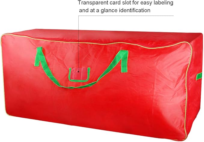 TQS Christmas Tree Storage Bag - Fits Up to Tall 7.5 ft Xmas Artificial Tree - Xmas Tree Box with Double Zippers and Reinforced Handles - Extra Large Storage Container for Trees and Decorations - Red