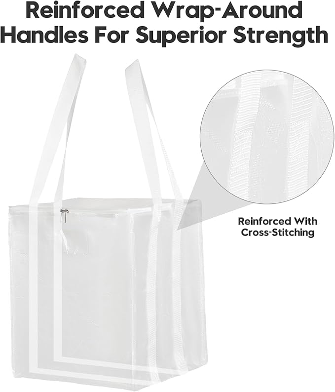 Beveetio 2-Pack Large Clothes Hanger Organizer Bag with Lid & Handles, Dustproof Hanger Storage with 2 Compartments, Space Saving for Closet & Laundry Room