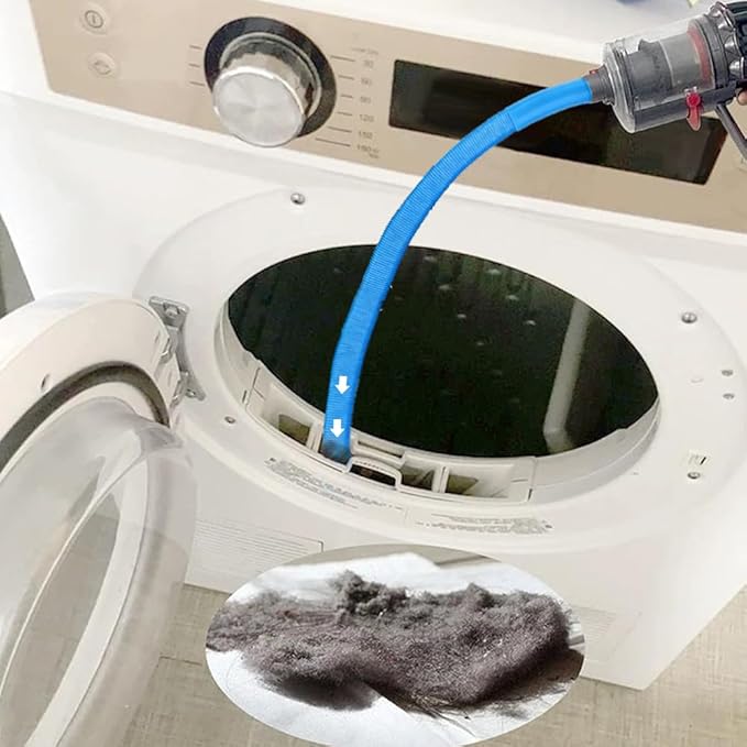 2 Pieces Dryer Vent Cleaner Kit, Dryer Vent Cleaning Kit for Safevent Pro, Dryer Lint Vacuum Attachment and Flexible Dryer Lint Brush, Universal Vacuum Adapter for Dryer Vents (Blue)