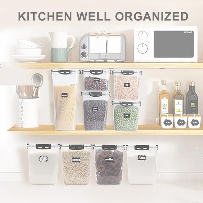 CASA LINGO Airtight Food Storage Containers with Lids, 5.3L Large Pantry Organization and Storage for Flour Sugar Dry Food Cereal, Set of 4 Plastic Food Storage Containers