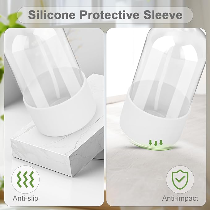 Worldgsb 2 Pack Glass Spray Bottles with Silicone Sleeve, 16 oz Empty Refillable Containers with Adjustable Spray Nozzles, Spray Bottles for Hair, Cleaning Solutions and Plants White