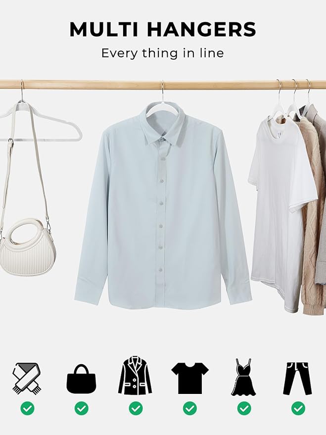 SMARTOR 100 Pack Non-Velvet Plastic Hangers for Clothes - Heavy Duty Coat Hanger - Space-Saving Clothes Hanger with Chrome Swivel Hook, Durable Non-Flocked - Ivory