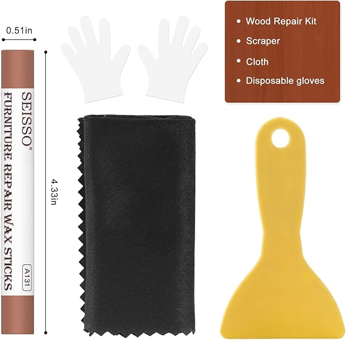 Wood Filler Sticks, 18 Colors Wood Wax Crayons, SEISSO Furniture Repair Scratch Wax Stick Pen kit for Touch Ups Scratches, Scuffs, Cracks, Nail Holes of Hardwood Floors, Cabinets, Tables, Doors