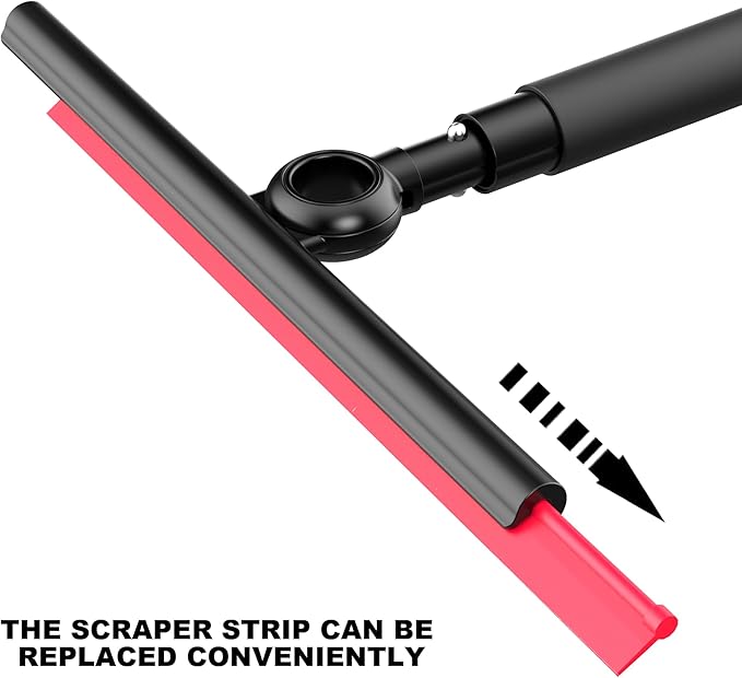 EHOMGUI Shower Squeegee for Glass Doors, Window Squeegee for Home,Squeegee with Telescopic Extension Pole,Professional Window Cleaning Tool, Black, for Mirror, Glass, Ceramic Tile